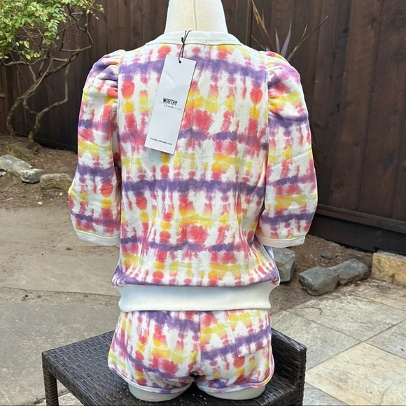Worthy Threads PUFF SLEEVE CREW NECK IN SUNSET TIE DYE - Picture 7 of 7